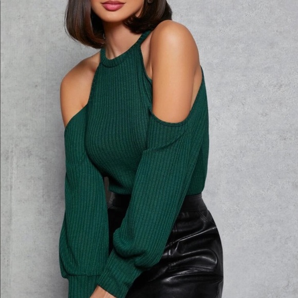 Boho sold shoulder ribbed knit red rose - Picture 5 of 15